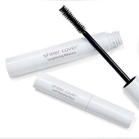 Sheer Cover Black Lengthening Mascara + Lash Extending Fibers Set In Full Size - Picture 1 of 9